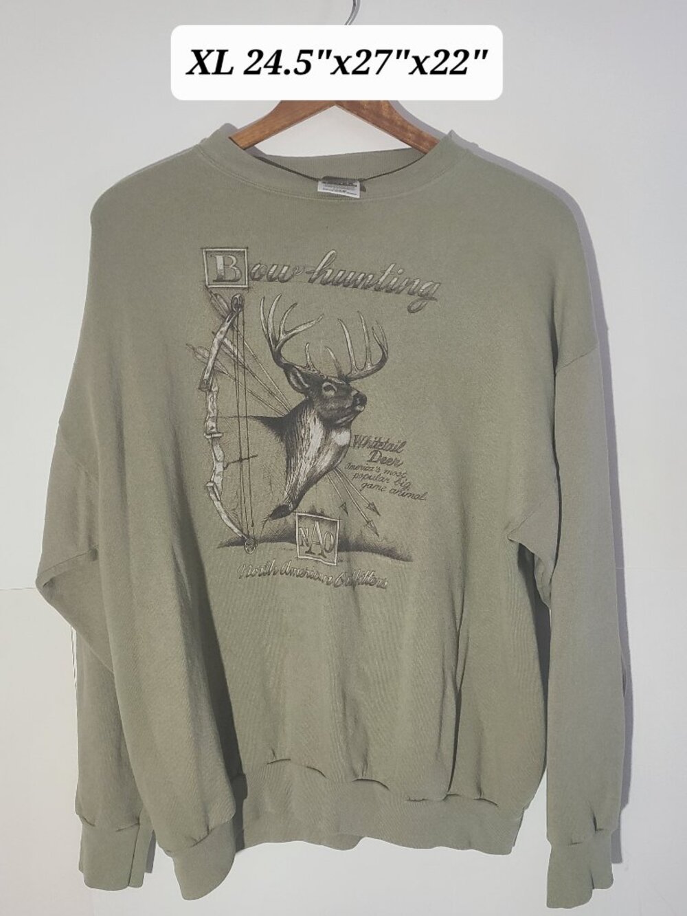 Vintage 90s Whitetail Deer Bow Hunting Green XL Men's Sweatshirt